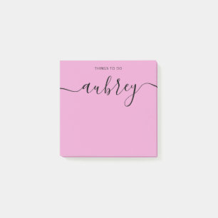 Post-it® Notas rosa con el nombre manuscrito moderno simple