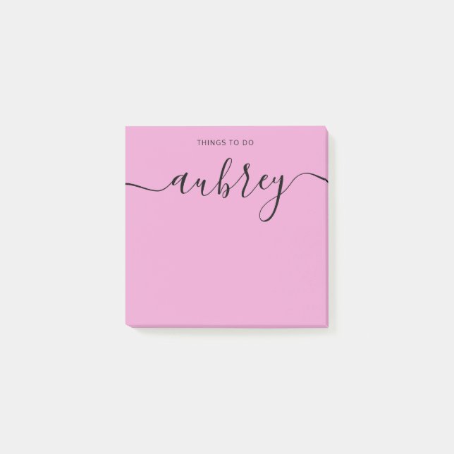 Post-it® Notas rosa con el nombre manuscrito moderno simple (Anverso)
