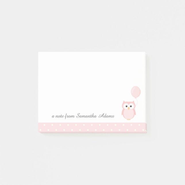 Post-it® Notas rosadas lindas del búho (Anverso)