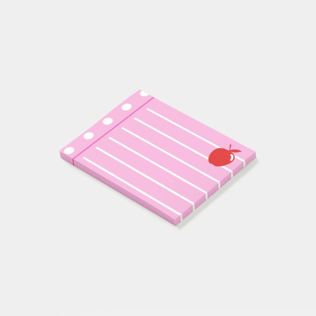 Post-it® Notas rosas de Apple Rojas (En perspectiva)