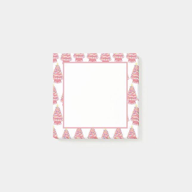 Post-it® Notas sobre árboles de navidad de cerámica rosa (Anverso)
