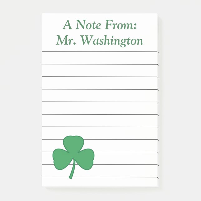 Post-it® Notas sobre el Post Personalizado Lined Shamrock P (Anverso)