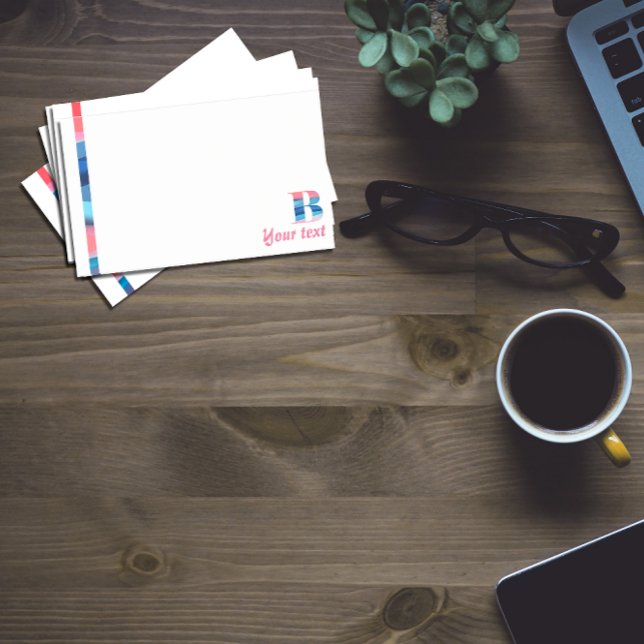 Post-it® Notas sobre la letra azul del coral azul monograma (Subido por el creador)