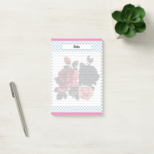 Post-it® Notas sobre Rosas rosas y azules