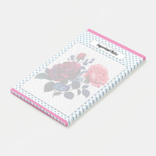 Post-it® Notas sobre Rosas rosas y azules