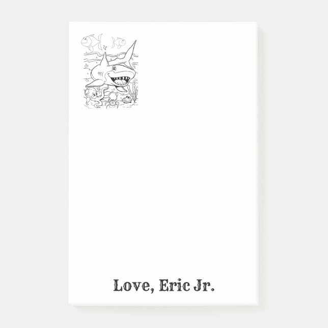 Post-it® Notas Tiburón Pez Colorido Post it Note (Anverso)