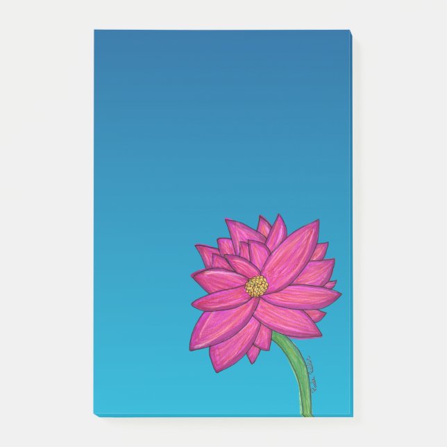 Post-it® Notas verticales de flor rosa fucsia (Anverso)