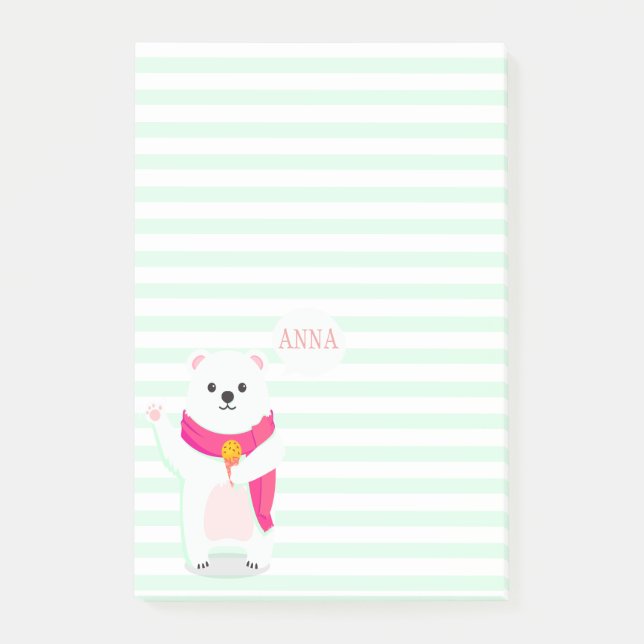 Post-it® Oso polar lindo | Notas Post-it personalizadas (Anverso)