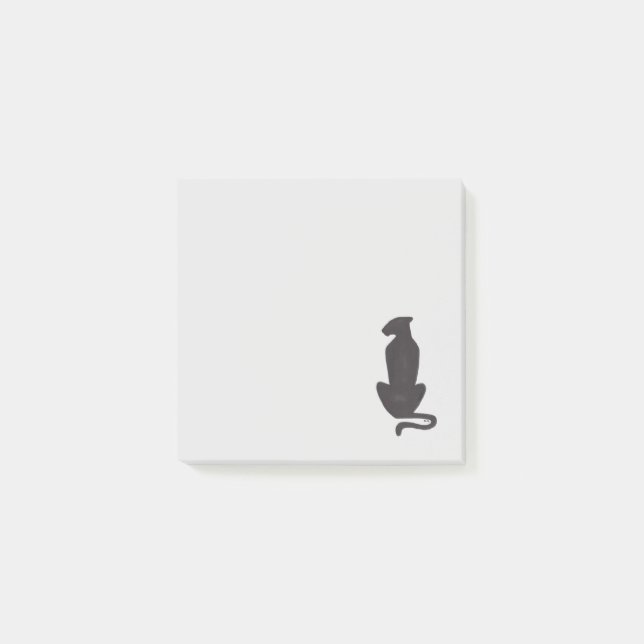 Post-it® Pads de notas grises de silueta de gato negro (Anverso)