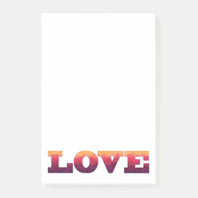 Post-it® Palabra de amor morado, notas adhesivas rosadas (Anverso)