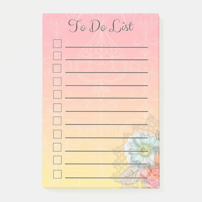 Post-it® Para hacer notas de post-it florales elegantes (Anverso)