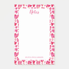 Post-it® Patrón de corazón rosado para hacer notas