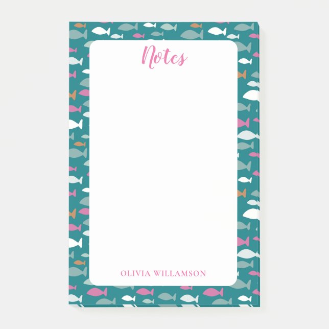 Post-it® Patrón de peces para notas por hacer (Anverso)