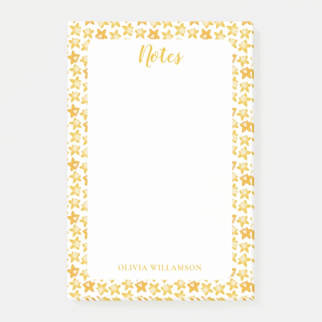 Post-it® Patrón de primavera de narciso para notas pendient (Anverso)