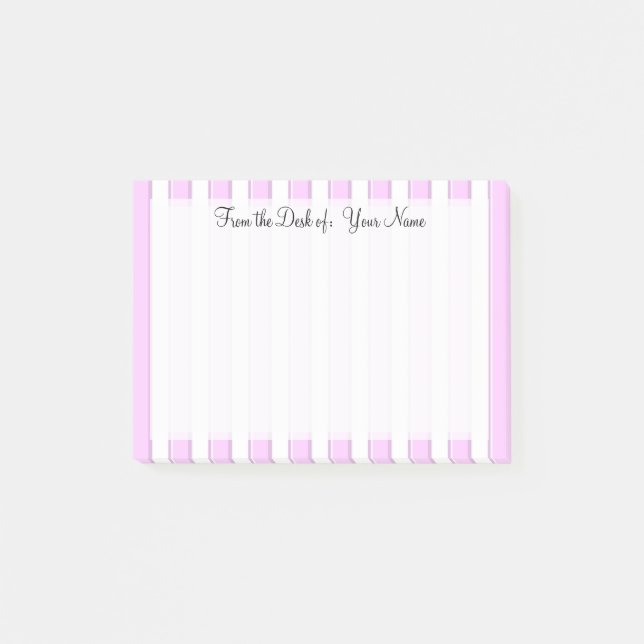 Post-it® Patrón de rayas blancas y rosadas Notas adhesivas  (Anverso)