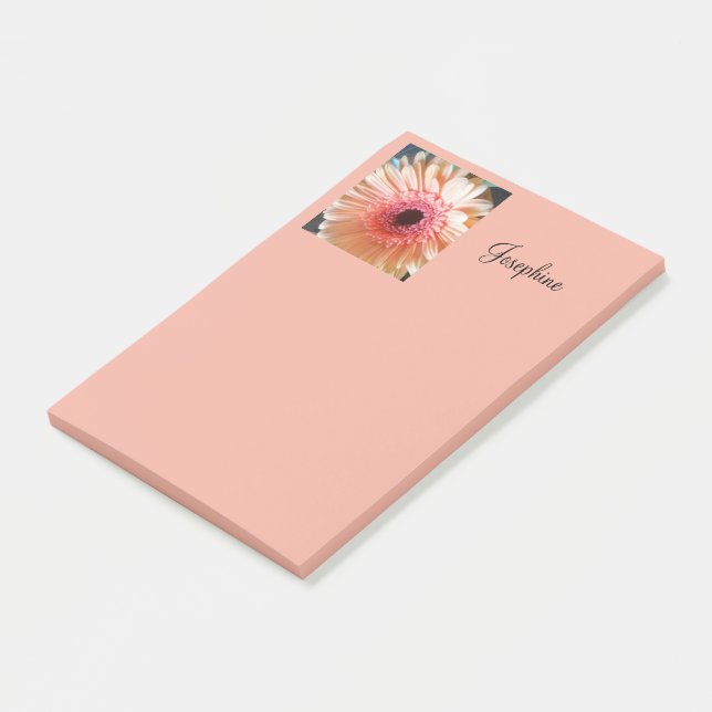 Post-it® Peach Peach Flower Personalizada Post Notas 4x6 (En perspectiva)