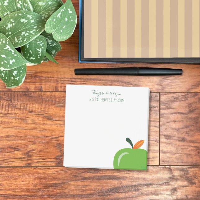 Post-it® Pequeñas notas post-it de la profesora moderna de  (Green apple small teacher post-it notes
)