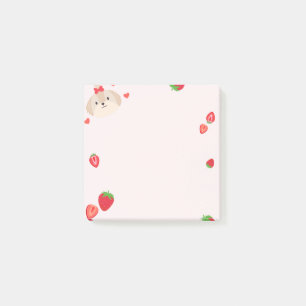 Post-it® Perrito lindo con notas pegajosas de fresa postit