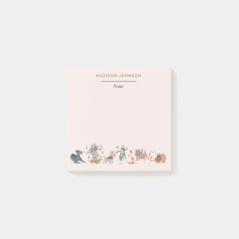 Post-it® Perros pequeños notas de monograma rosado post-it