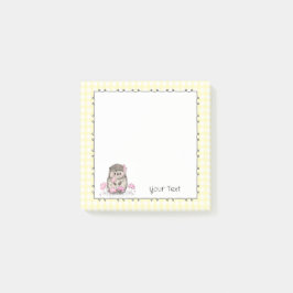 Post-it® Personalizado Cute Hedgehog Texto Notas Amarillas