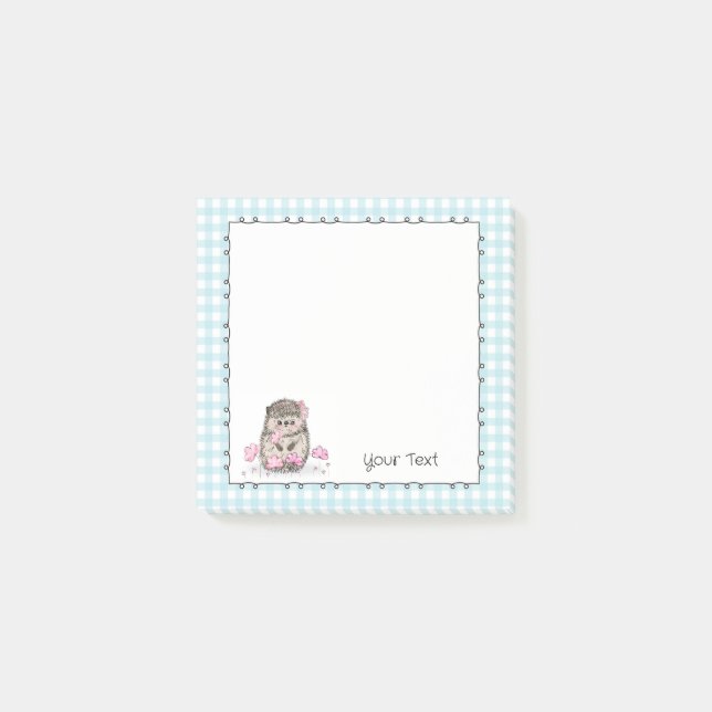 Post-it® Personalizado Cute Hedgehog Texto Notas Post-it az (Anverso)
