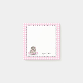 Post-it® Personalizado Cute Hedgehog Texto Notas rosas