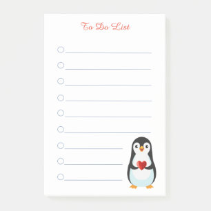 Post-it® Pingüino y caligrafía en notas adhesivas rayadas b