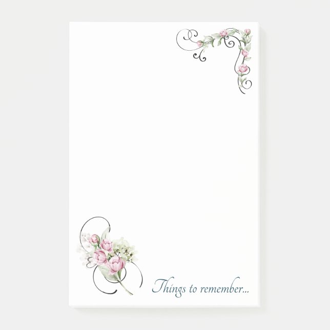 Post-it® Pink Peonies Things to Recordar Notas (Anverso)