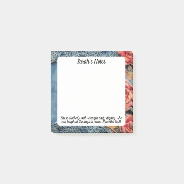 Post-it® Proverbios 31:25 Notas Adhesivas Versículo Bíblico (Anverso)