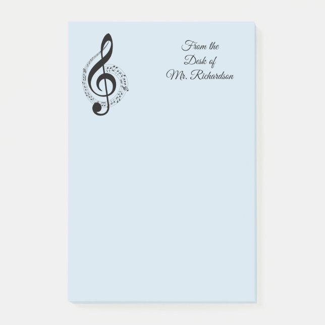 Post-it® Publicación personalizada de Blue Music Notas 4x6 (Anverso)