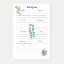 Publicar notas 4"x6" Green Leaves Weekly List