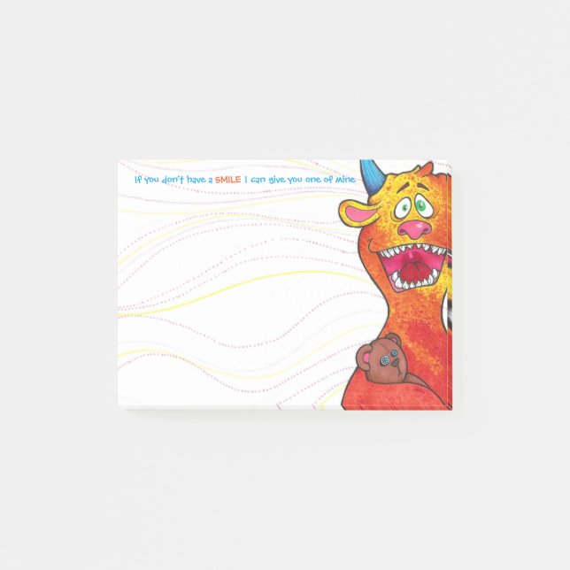 Post-it® Puntee al monstruo w/quote, notas de post-it 4" x3 (Anverso)