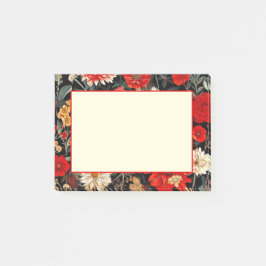 Post-it® Red and Cream Dark Floral 4x3 Notas