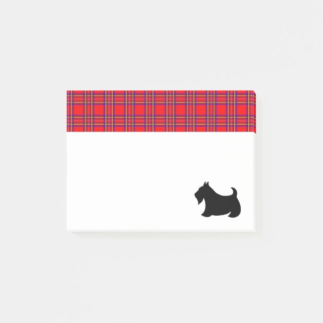 Post-it® Regalo de notas adhesivas de Terrier Escocés Plaid (Anverso)