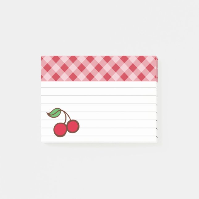 Post-it® Retro Cherry Gingham Kitchen Post Notas Regalo (Anverso)