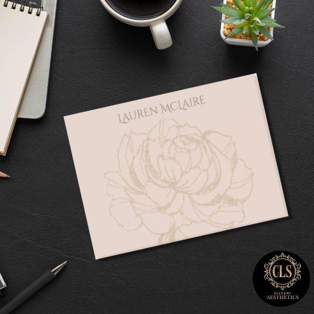 Post-it® Rosa Dorado sobre Notas Adhesivas Personalizadas R (Notes - Gold Rose Blush Monogram Name)