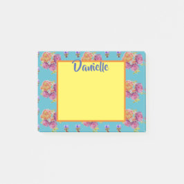 Post-it® Rosa Watercolor Art Womans Nombre Publicar Notas