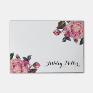 Post-it® Rosas florales vintage Monograma Notas post-it