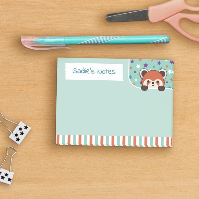 Post-it® Seafoam Green Cute Red Panda Peekabo Tus Notas (Subido por el creador)