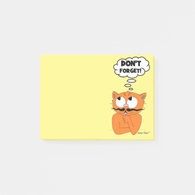 Post-it® Señor Gato ¡NO OLVIDES! Notas Adhesivas (Anverso)