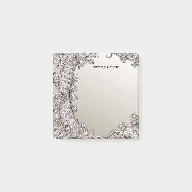 Post-it® Silver Ornate Modern Post Notas (Anverso)