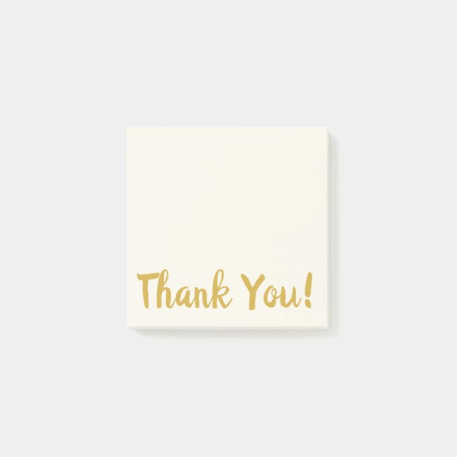 Post-it® Simple Beige & Gold Gracias Notas Post-it (Anverso)
