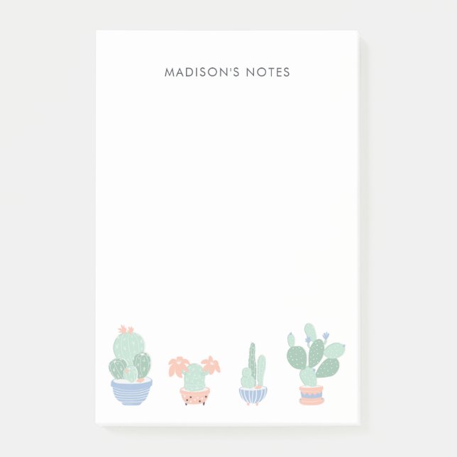 Post-it® Suculent Cactus Ilustracion Cute Notas Post-It (Anverso)