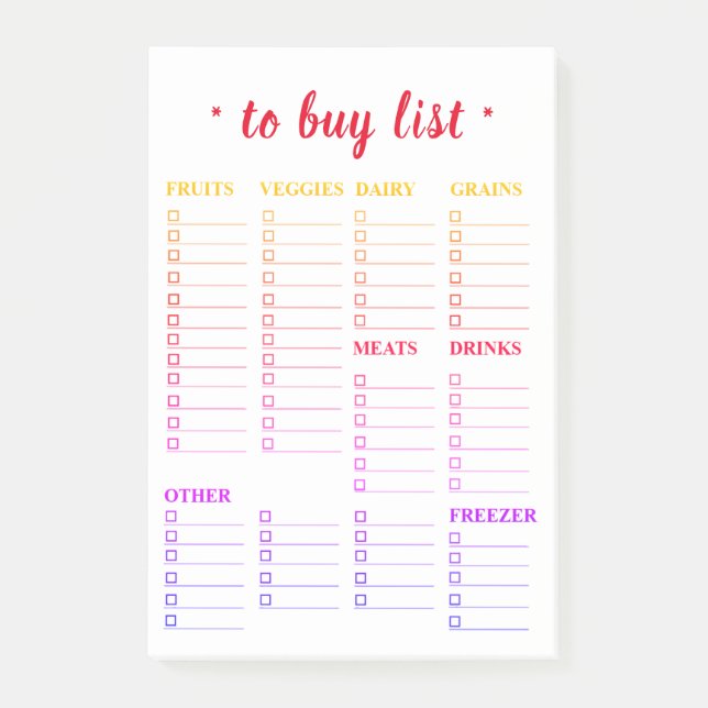 Post-it® Ultramarinos colorido para comprar notas del (Anverso)