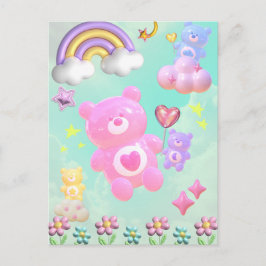 POSTAL かわいいブルーのゆるふわくまさん♡ 