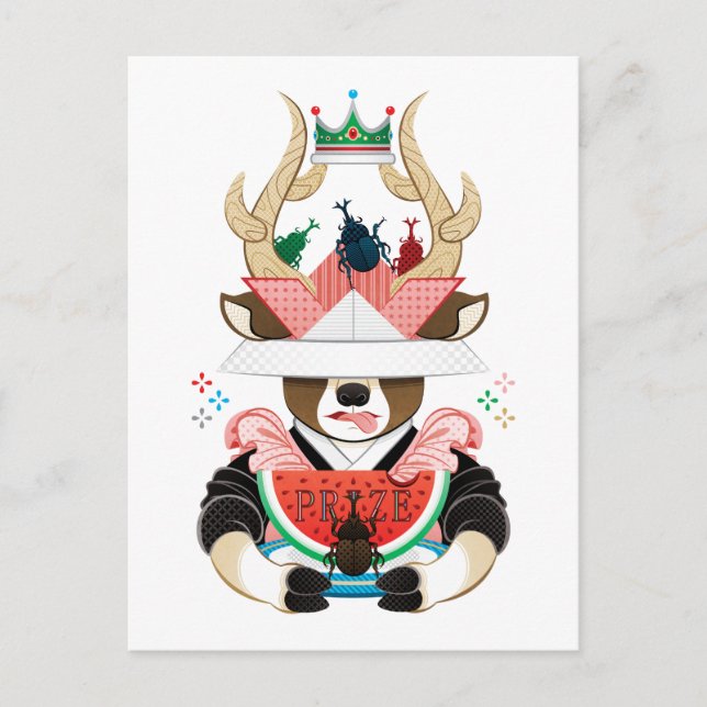 Postal カ ブ ム・と 西 瓜(リ・・)/Beetle melón de agua (remake) (Anverso)