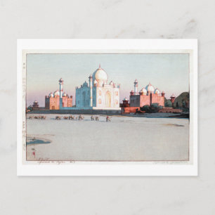 Postal タ ジ・ハ ル, Taj Mahal, Agra, Hiroshi Yoshida, Woodcut