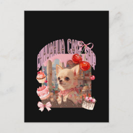 Postal チワワのケーキ屋さん、スイーツ、子犬、リボン、cherry,girly好きのための