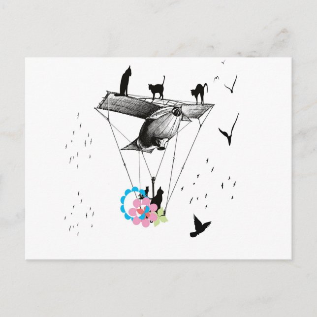 POSTAL ネ コ と 飛 行 機 (Anverso)