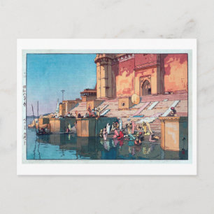 Postal ヴ ァ ラ・・・æ, Varanasi Yoshida, Woodcut cut,
